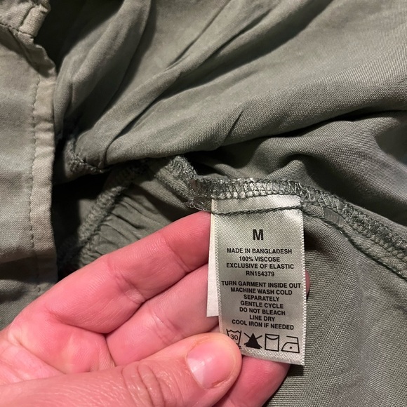 Aeropostale Women's Solid Swoop-Neck Tiered Green Babydoll Dress - Picture 6 of 8